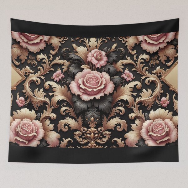 Item preview, Bridgerton Inspired Matte Black & Pink Rococo With Roses designed and sold by DesignsByPrnces.