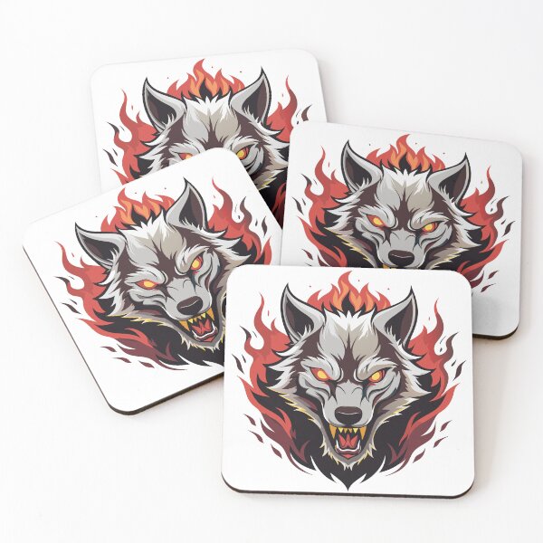 Item preview, Angry Black Wolf in Fiery Minimalistic Art designed and sold by niteshRart.