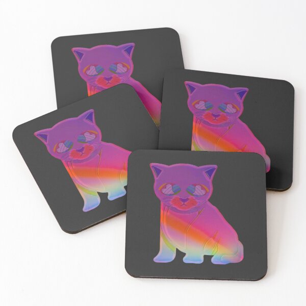 Item preview, Rainbow kitty with loveheart eyes designed and sold by FlossOrFi.