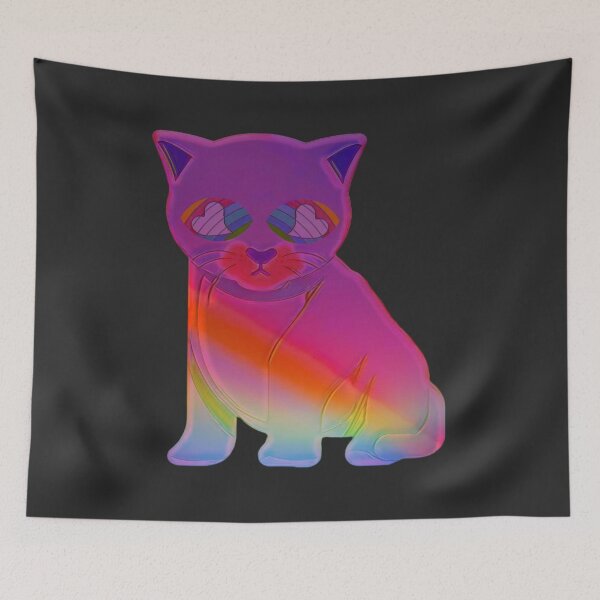 Item preview, Rainbow kitty with loveheart eyes designed and sold by FlossOrFi.