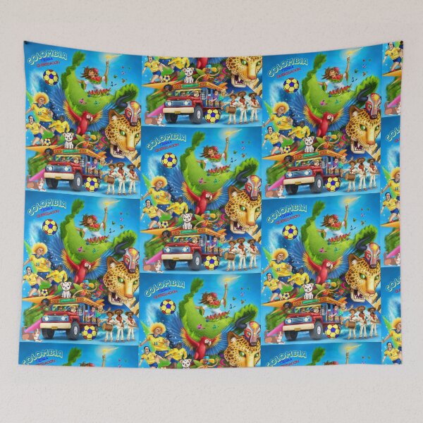 Item preview, "COLOMBIA IN COLORS: FOOTBALL, COFFEE AND TRADITION ON A SINGLE CANVAS" designed and sold by DigiArteCreativ.