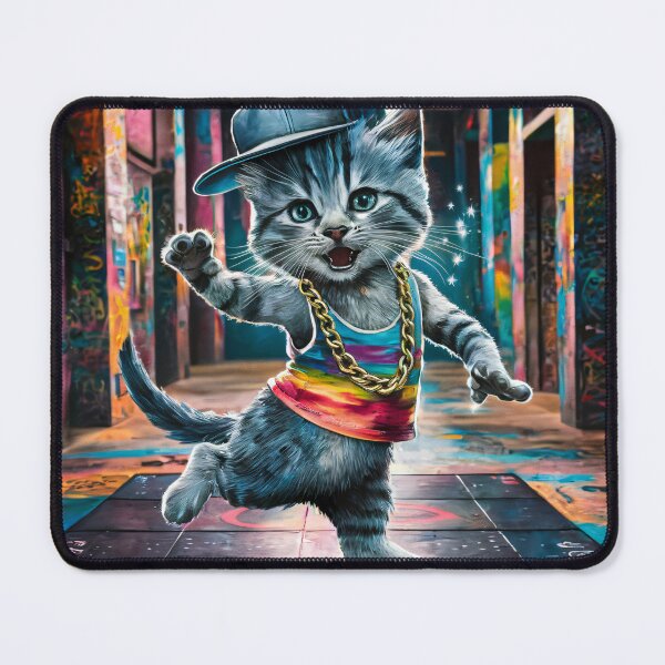 Item preview, A Cute Gray Kitten Breakdancing designed and sold by pixelplaza.
