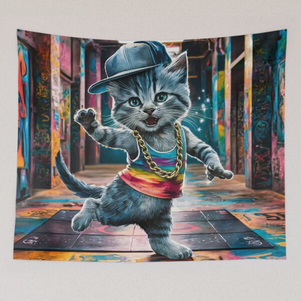 Item preview, A Cute Gray Kitten Breakdancing designed and sold by pixelplaza.