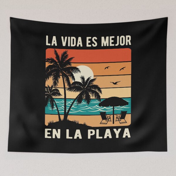 Item preview, Spanish Phrase La Vida Es Mejor En La Playa Vintage Sunset Beach   designed and sold by Bad Kitty Designz.