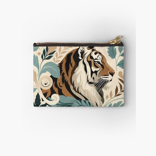 Item preview, Boho Tiger in Scrolled Leaves designed and sold by MoodyMuseArt.