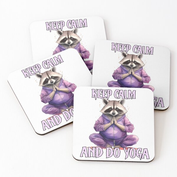 Item preview, keep calm and do yoga, raccoon, yoga, lotus pose, sports, namaste designed and sold by Eamornia.