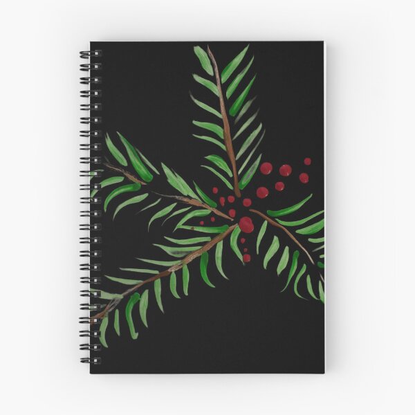 Item preview, Pine tree and berries, black background  designed and sold by Lauracolleen3.