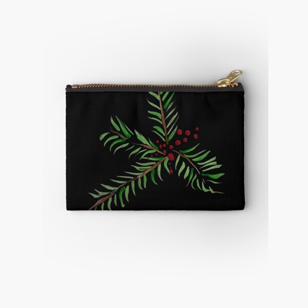 Item preview, Pine tree and berries, black background  designed and sold by Lauracolleen3.