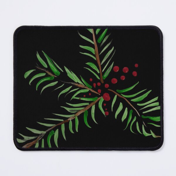 Item preview, Pine tree and berries, black background designed and sold by Lauracolleen3.