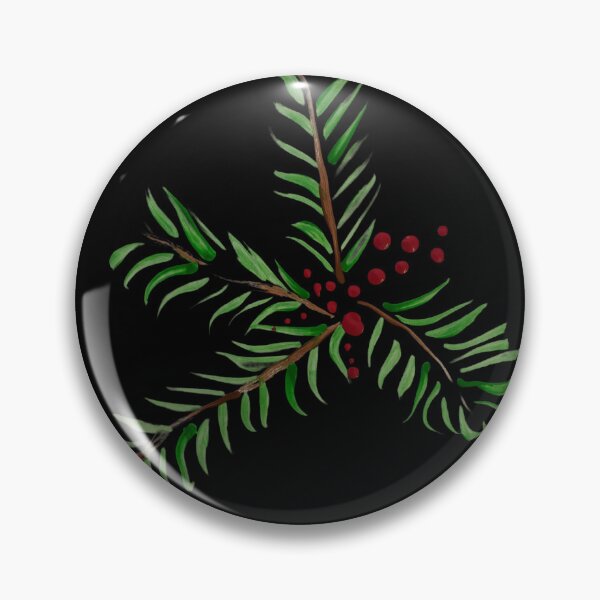 Item preview, Pine tree and berries, black background  designed and sold by Lauracolleen3.