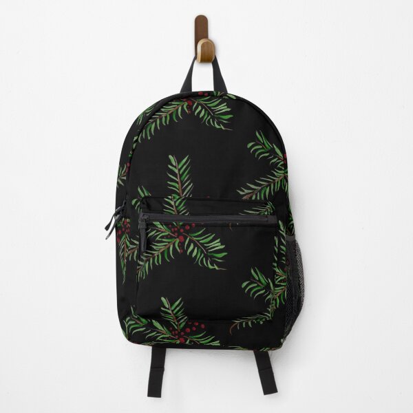 Item preview, Pine tree and berries, black background  designed and sold by Lauracolleen3.