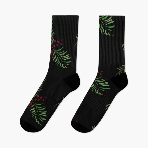 Item preview, Pine tree and berries, black background  designed and sold by Lauracolleen3.