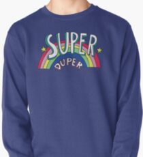 Super Duper Hand gezeichnete Siebziger-Art-Regenbogen-Grafik Sweatshirt