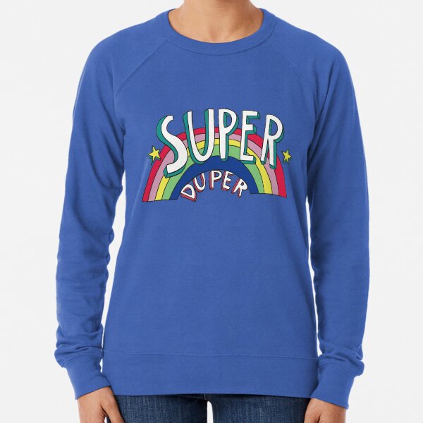 Super Duper Hand Drawn Seventies Style Rainbow Graphic Lightweight Sweatshirt