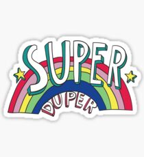 Super Duper Hand gezeichnete Siebziger-Art-Regenbogen-Grafik Sticker