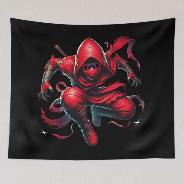 Item preview, Red Ninja Japanese Manga Anime Aesthetics Illustration White designed and sold by InkyGenies.