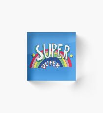 Bloque acrílico Super Duper Hand Drawn Seventies Style Rainbow Graphic