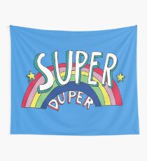 Super Duper Hand Drawn Seventies Style Rainbow Graphic Wall Tapestry