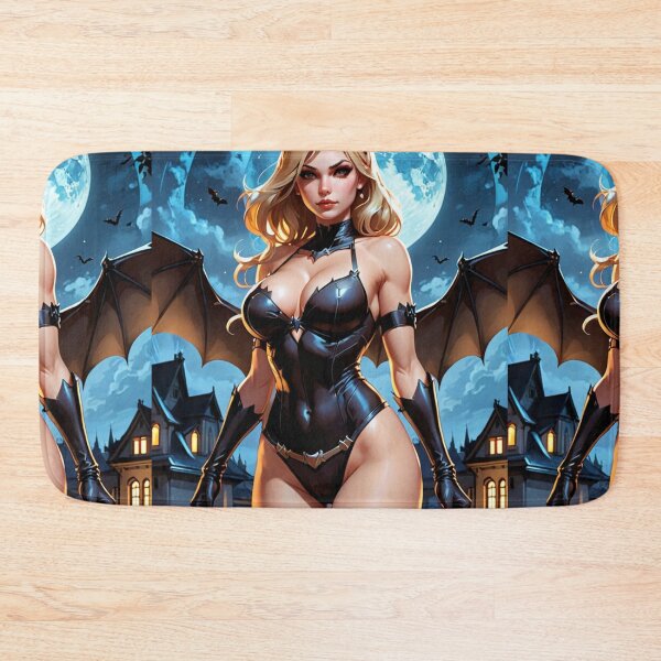 Item preview, Vampire Waifu Girl with Bat Wings and Black Leather Outfit in Haunted Village designed and sold by UpstreamColor.