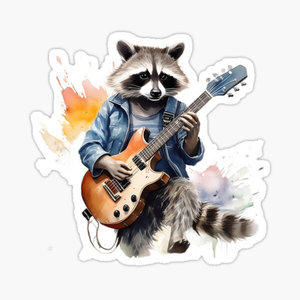 Item preview, Raccoon guitarist, musician, string instrument, guitar designed and sold by Eamornia.