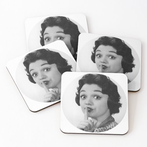 Item preview, 1950s woman shooshing (quiet please) sticker and t-shirts designed and sold by PIXEL POP DESIGNS - Beyond the Norm!.