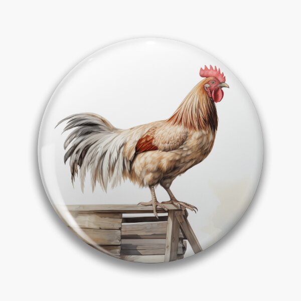 Item preview, Rooster standing on a coop watercolour illlustration designed and sold by Roxane Bay.