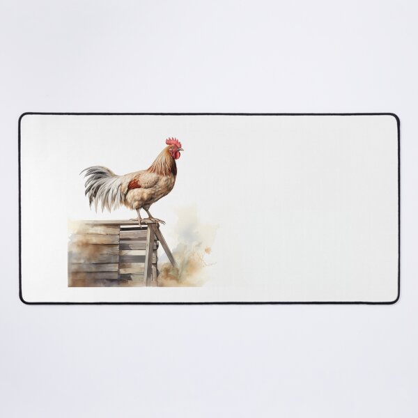 Item preview, Rooster standing on a coop watercolour illlustration designed and sold by Roxane Bay.