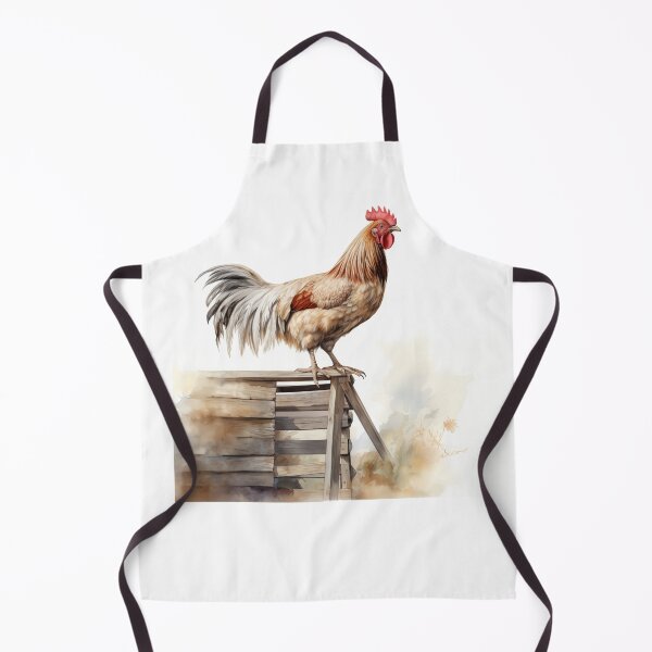 Item preview, Rooster standing on a coop watercolour illlustration designed and sold by Roxane Bay.