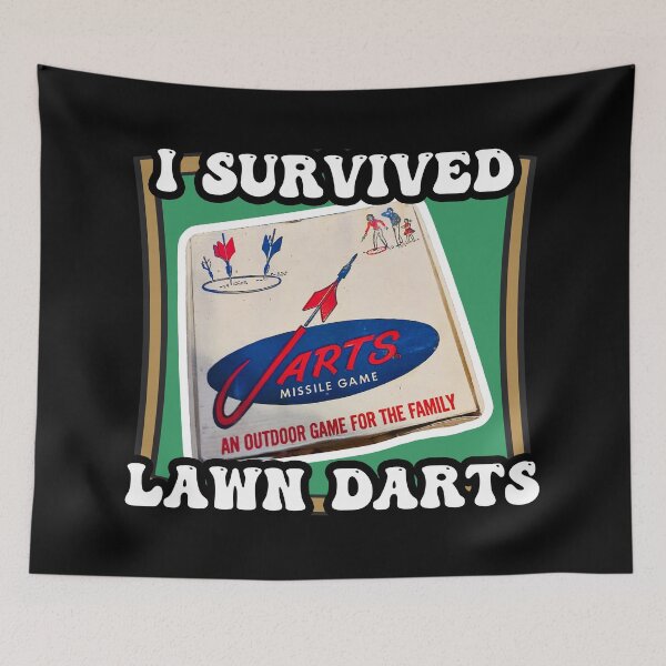 Item preview, I Survived Lawn Darts 80s toys - LAWN DART SURVIVOR - GenX - 80s games - Vintage Games JARTS designed and sold by originalsusie.