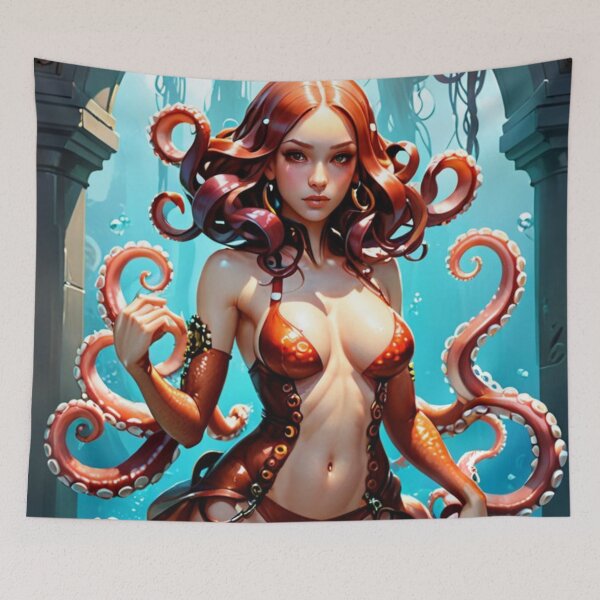 Item preview, Octopus Waifu Girl with Tentacles in Atlantis designed and sold by UpstreamColor.