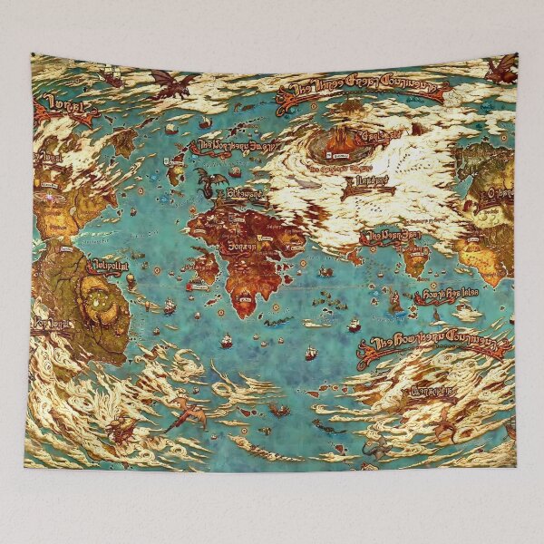 Item preview, World map Hydaelyn Etheirys with Tural from Dawntrail- FFXIV Online MMORPG designed and sold by Japatonic Shop.