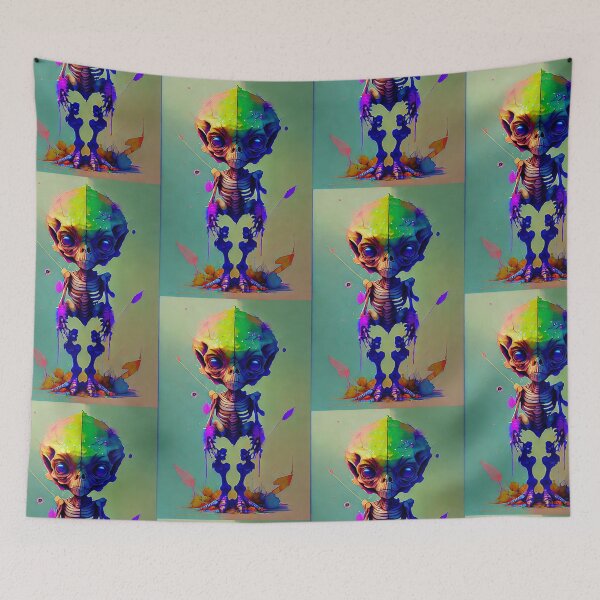 Item preview, Digital watercolor Alien skeleton designed and sold by LALO1000INK.