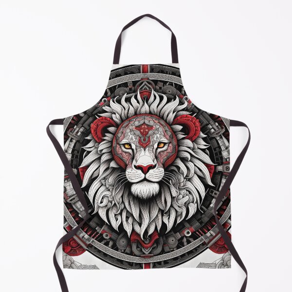 Artikelvorschau, Kompliziertes weißes und rotes Löwen-Mandala entworfen und verkauft von MandalasShops.