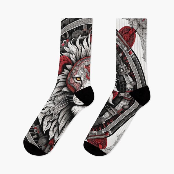 Item preview, Intricate White and Red Lion Mandala designed and sold by MandalasShops.