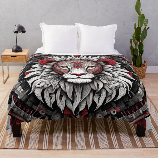 Item preview, Intricate White and Red Lion Mandala designed and sold by MandalasShops.