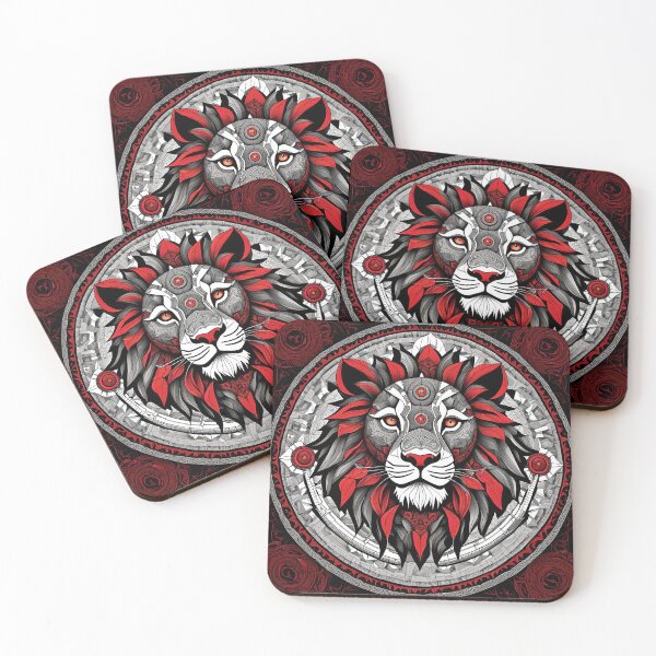 Item preview, Majestic Red and Black Lion Mandala designed and sold by MandalasShops.