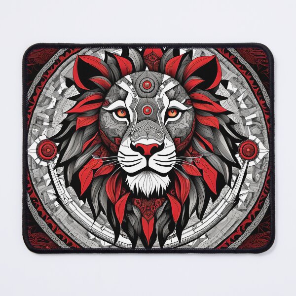 Item preview, Majestic Red and Black Lion Mandala designed and sold by MandalasShops.