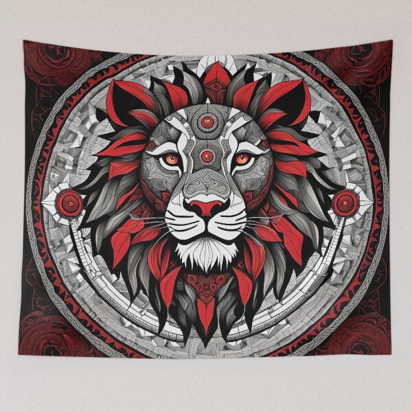 Item preview, Majestic Red and Black Lion Mandala designed and sold by MandalasShops.