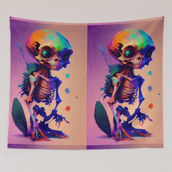 Item preview, Digital watercolor Alien skeleton designed and sold by LALO1000INK.