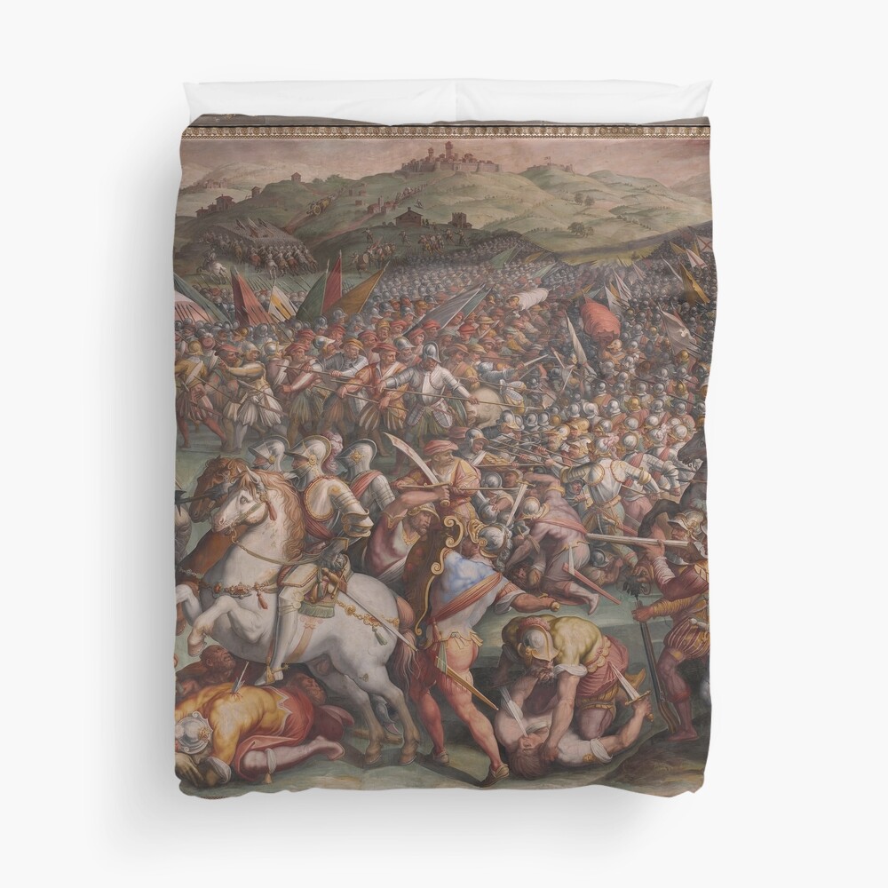 Classic Art The battle of Marciano in Val di Chiana By Giorgio Vasari Duvet Cover