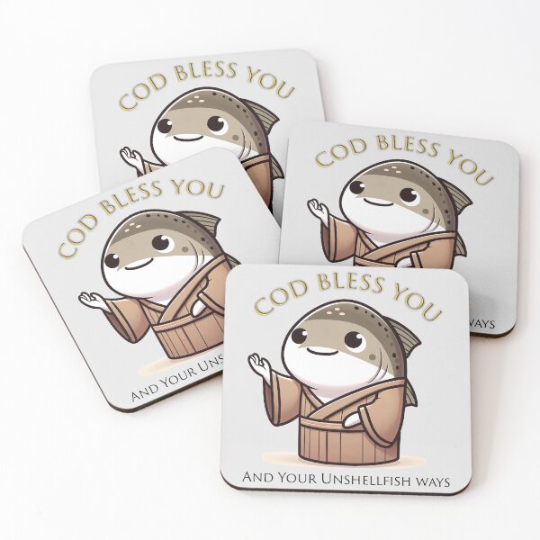 Item preview, Cod Bless You And Your Un-Shellfish Ways Funny Kawaii Food Pun designed and sold by ModernScienceUS.