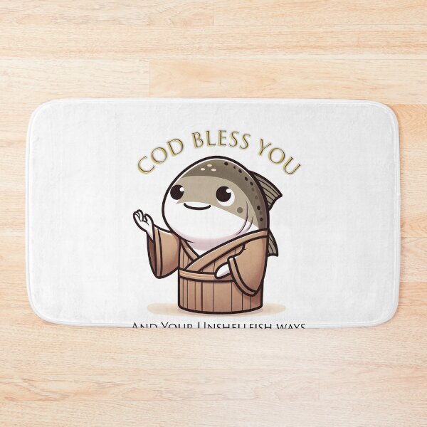 Item preview, Cod Bless You And Your Un-Shellfish Ways Funny Kawaii Food Pun designed and sold by ModernScienceUS.