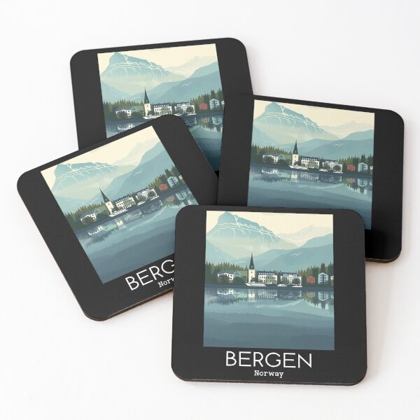 Item preview, A Vintage Travel Illustration of Bergen - Norway  designed and sold by GoodOldVintage.