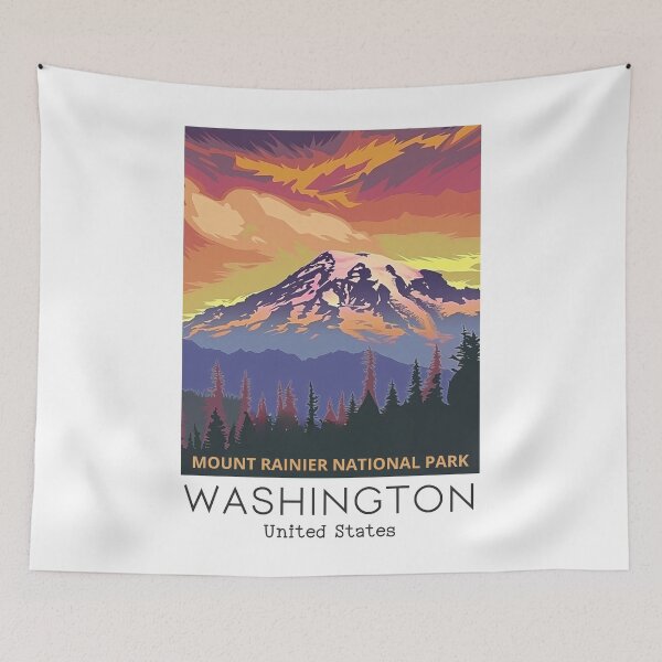 Item preview, A Vintage Travel Art of the Mount Rainier National Park - Washington - US  designed and sold by GoodOldVintage.