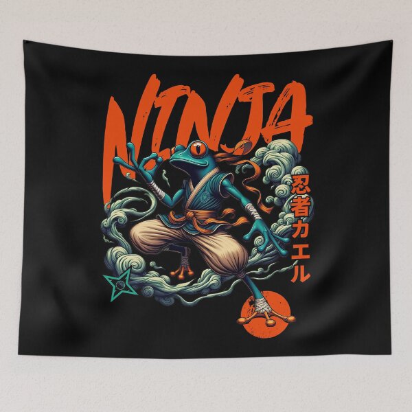 Item preview, Ninja Toad Frog Japanese Manga Anime Aesthetics Illustration Black designed and sold by InkyGenies.