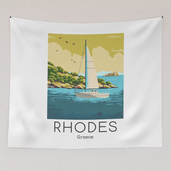 Item preview, A Vintage Travel Art of Rhodes - Greece  designed and sold by GoodOldVintage.