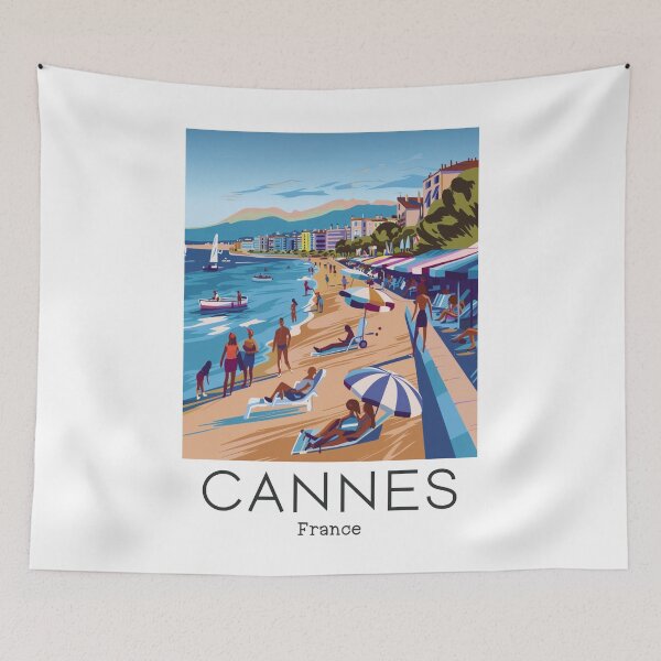 Item preview, A Vintage Travel Art of Cannes - France  designed and sold by GoodOldVintage.