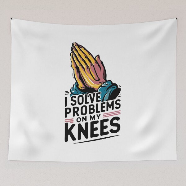 Item preview, Faith based design with praying hand and text I Solve Problems on My Knes designed and sold by seelya83.