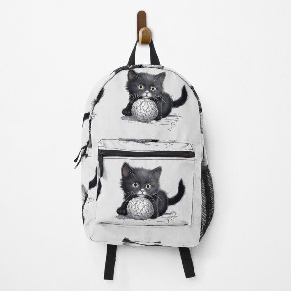 Item preview, black cute Cat Playing Yarn Ball designed and sold by mando24895.