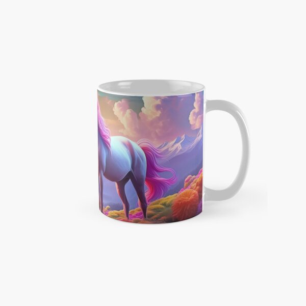 Item preview, Kitschy Unicorn in a kitschy landscape designed and sold by JoanNinjaHen.
